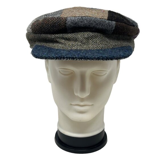 Hanna Hats Of Donegal Patchwork Cabbie Driver Newsboy Cap Virgin Wool Size XL - Picture 1 of 7